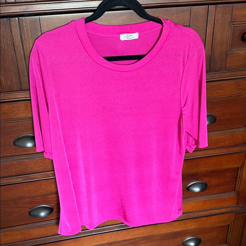Bright Pink Short Sleeve Women's Top